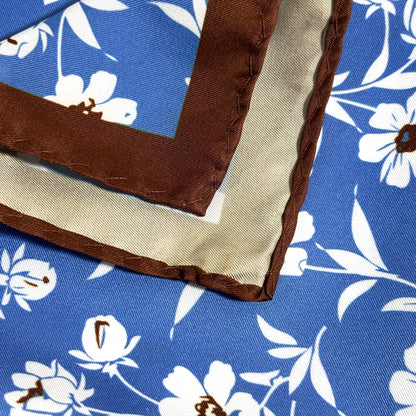 Light Blue & Brown Floral Pocket Square