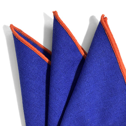 Blue & Orange Linen/Cotton Pocket Square