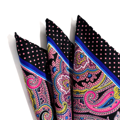 Navy Blue & Pink Paisley Dot Pocket Square