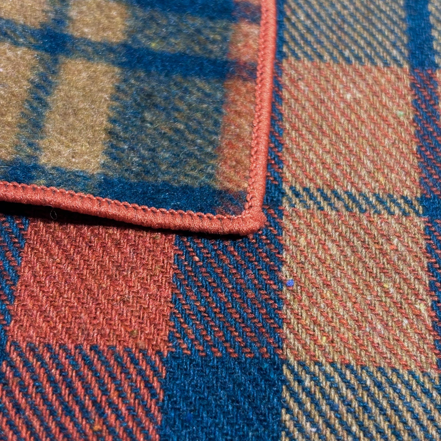 Orange Tartan Wool Pocket Square