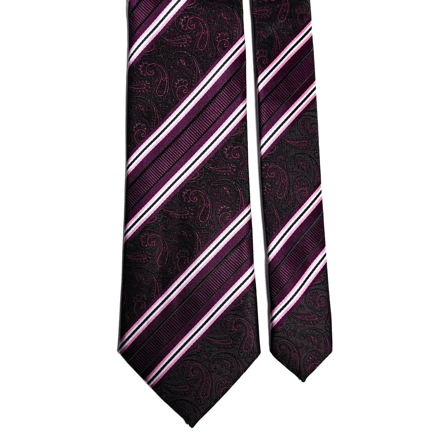 Purple & Black Paisley Striped Tie
