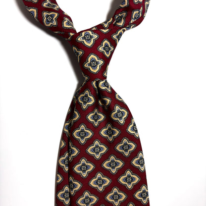 Burgundy Geometric Silk Tie