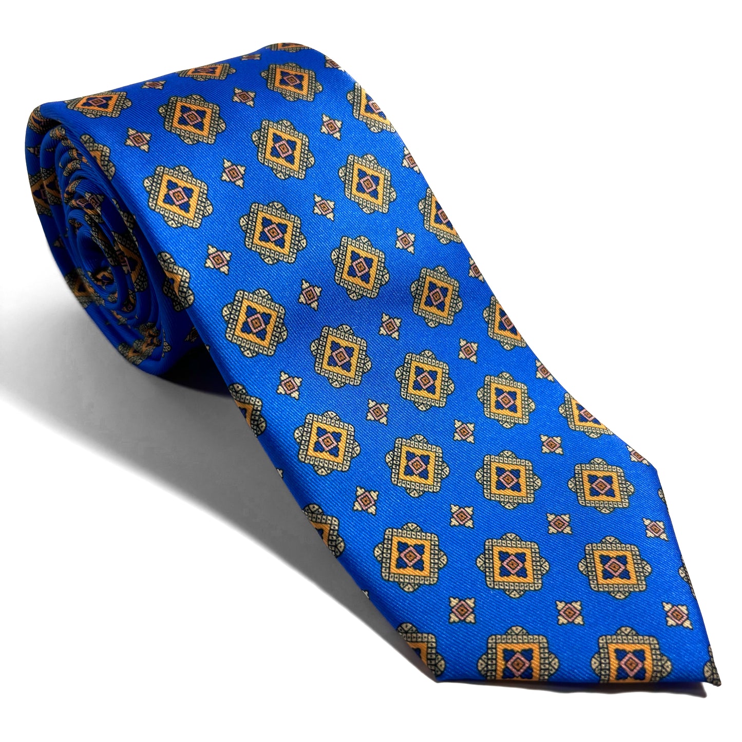 Electric Blue & Yellow Geometric Printed Tie
