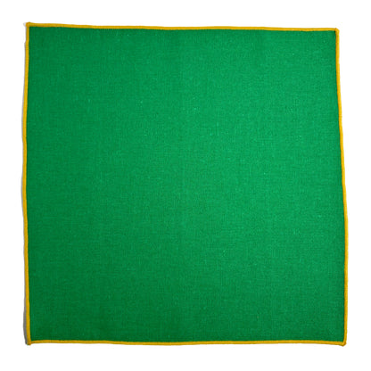 Green & Yellow Linen/Cotton Pocket Square