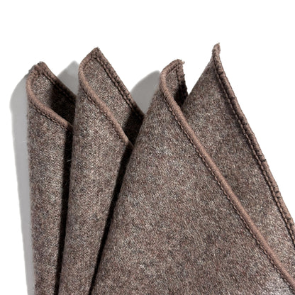 Beige Solid Wool Pocket Square