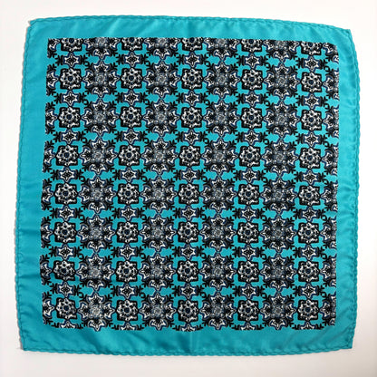 Aqua Blue Geometric Pocket Square