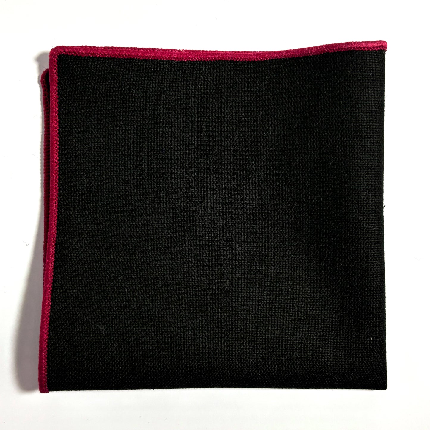 Black & Red Linen/Cotton Pocket Square