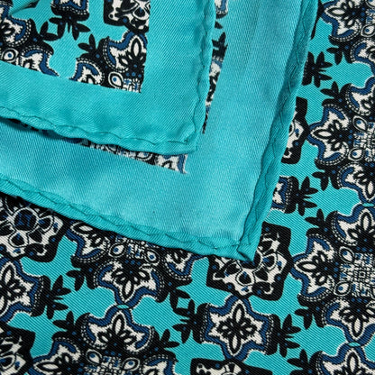 Aqua Blue Geometric Pocket Square