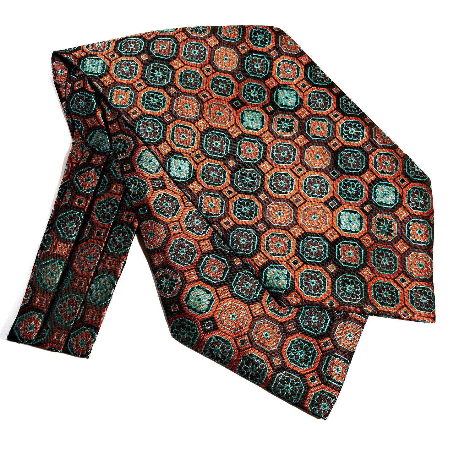 Copper Orange Geometric Jacquard Cravat/Ascot