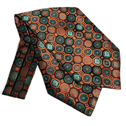 Copper Orange Geometric Jacquard Cravat/Ascot