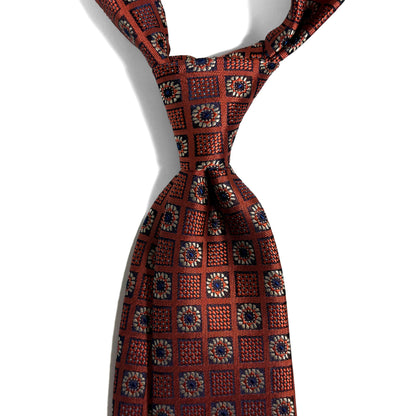 Copper Orange Floral Geometric Jacquard Tie