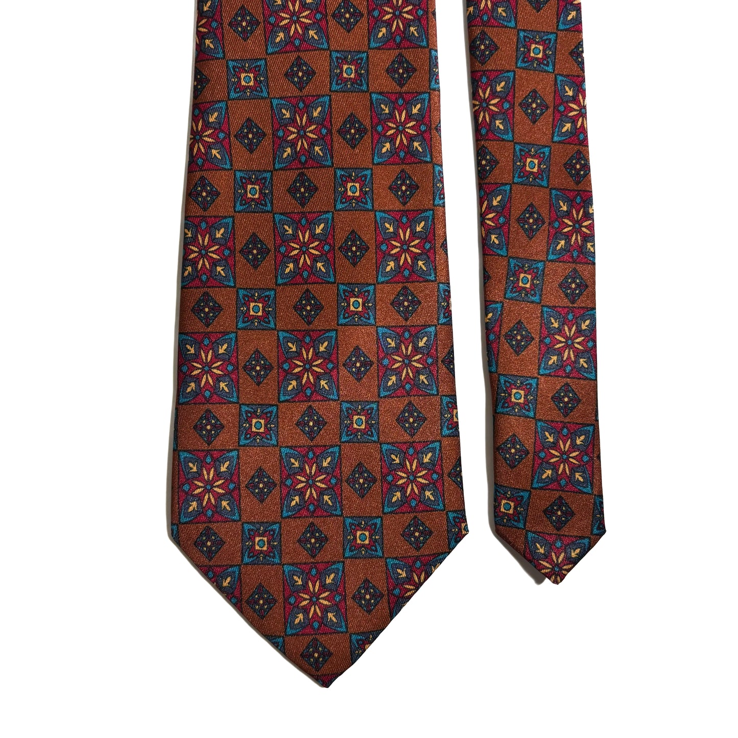 Wide Brown Large Geometric Printed Tie