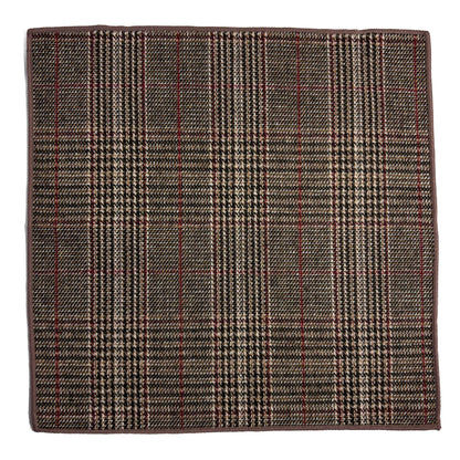 Brown & Red Glen Check Wool Pocket Square