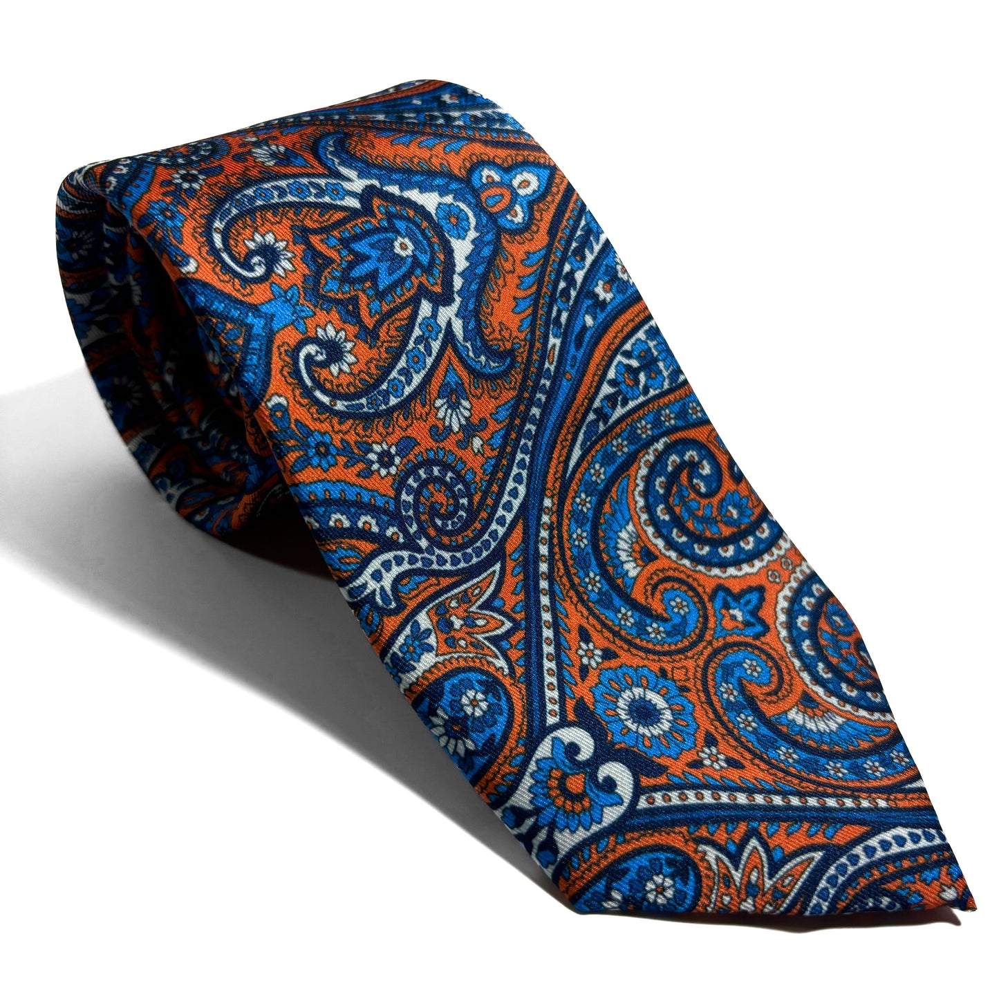 Orange & Blue Large Paisley Printed Tie