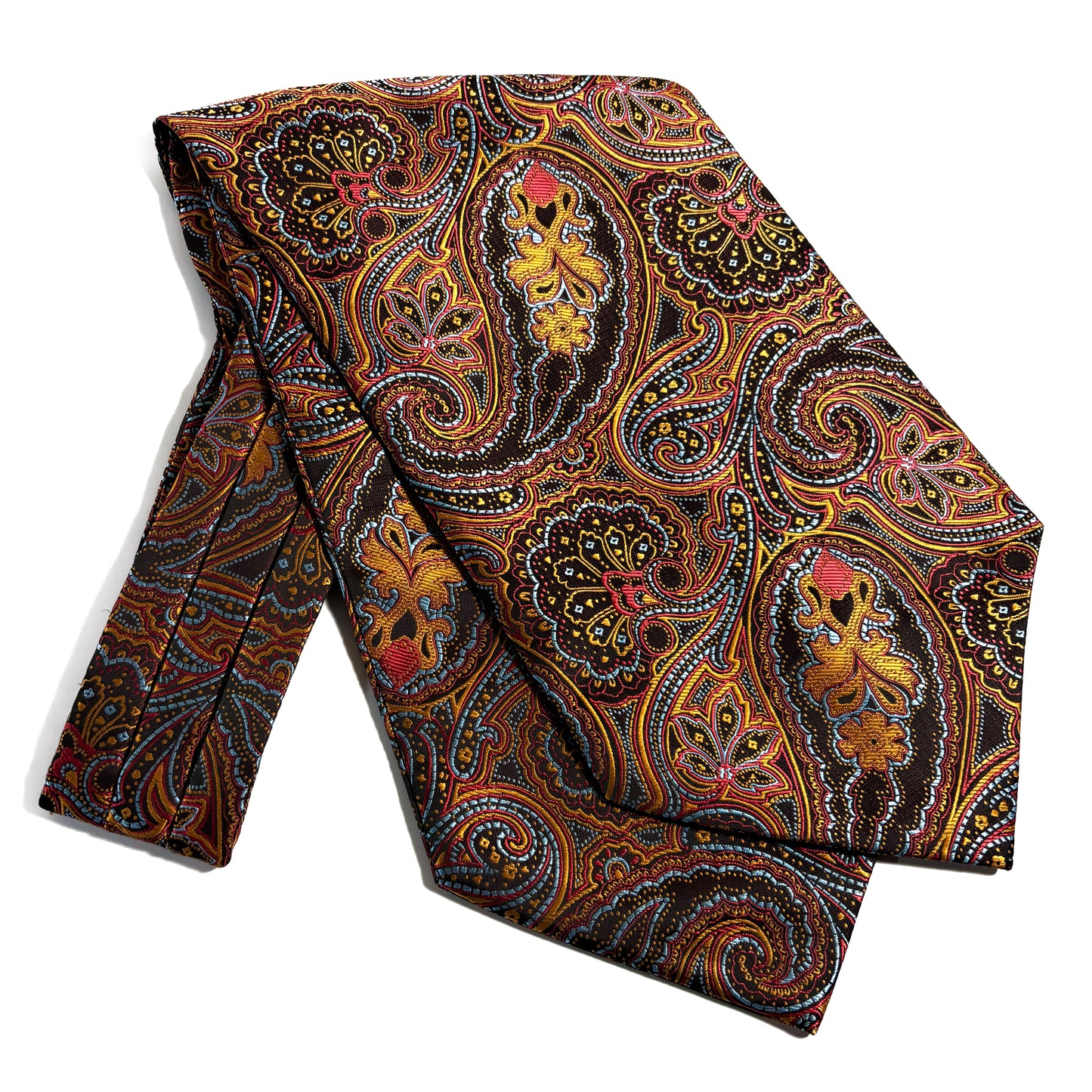 Gold & Burgundy Paisley Jacquard Cravat/Ascot