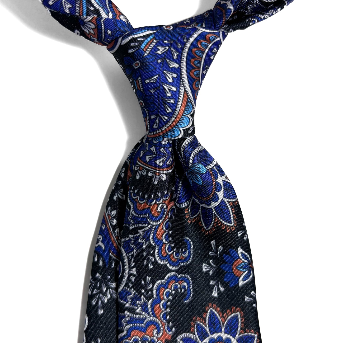 Blue & Black Paisley Printed Tie