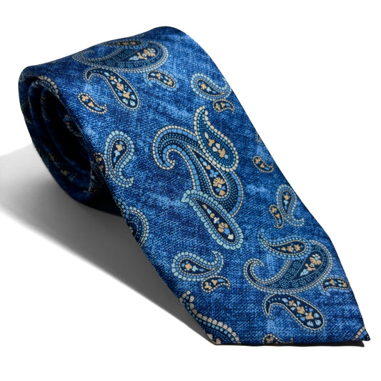 Blue Paisley Printed Tie