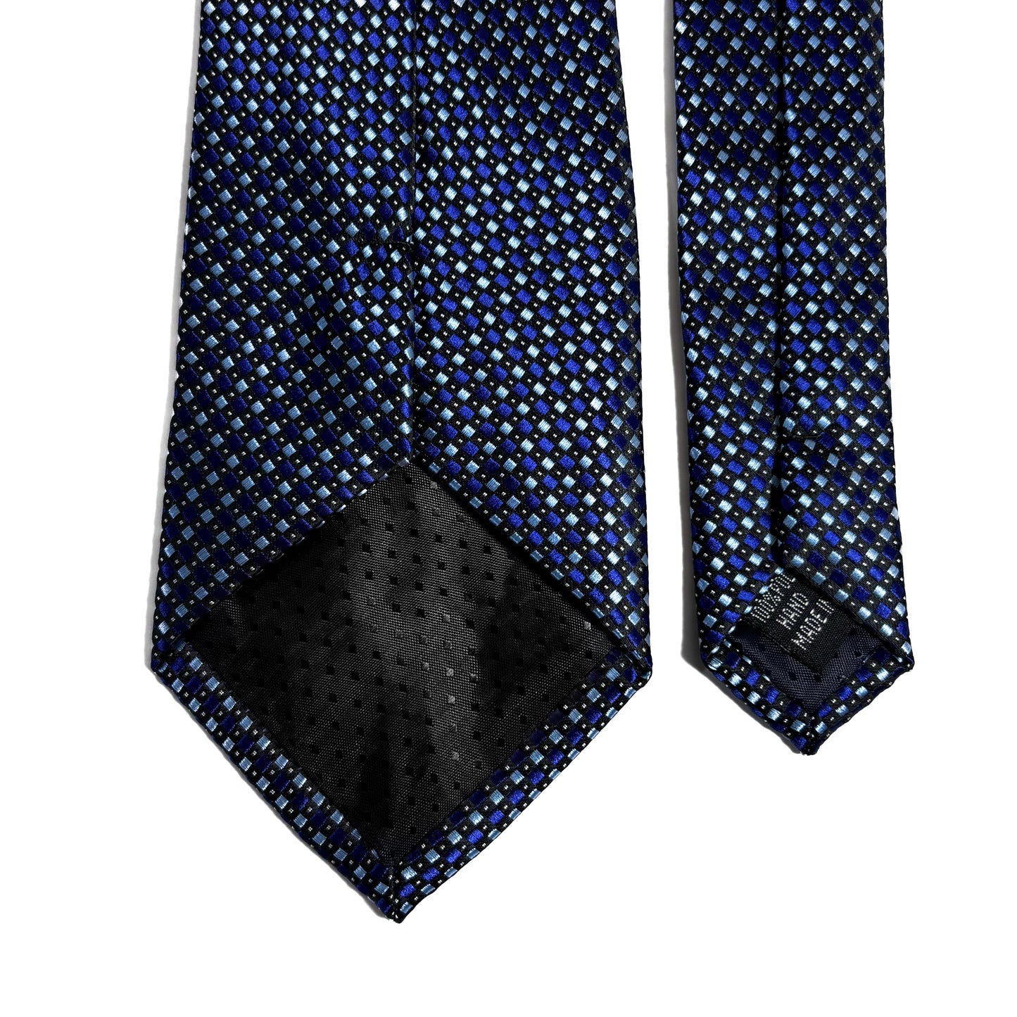 Navy Blue Geometric Squares Jacquard Tie