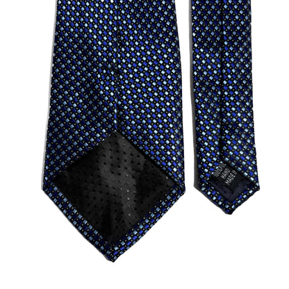 Navy Blue Geometric Squares Jacquard Tie