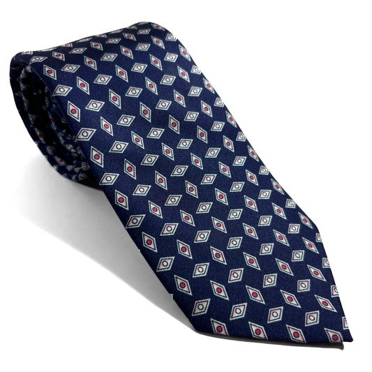 Navy Blue Diamond Printed Tie