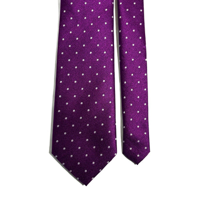 Magenta Herringbone Polka Dot Jacquard Tie
