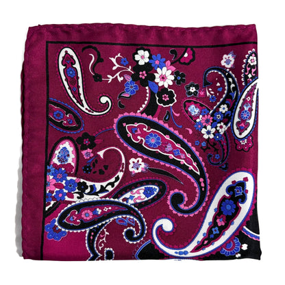 Bordeaux Paisley Pocket Square