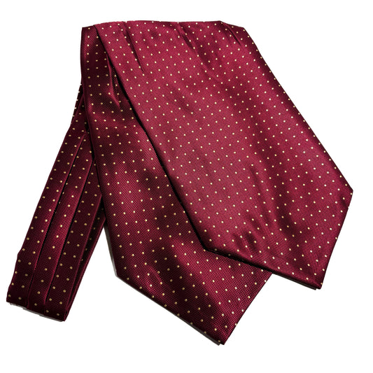 Burgundy Polka Dot Jacquard Cravat/Ascot