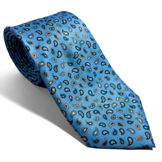 Light Blue Small Paisley Printed Tie