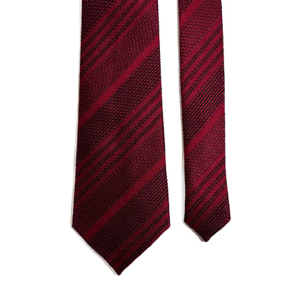 Burgundy Striped Grenadine Tie - Handmade