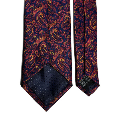 Navy Blue & Gold Paisley Jacquard Tie