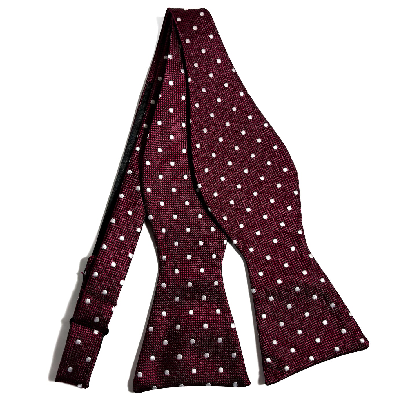 Self-Tie Burgundy Polka Dot Silk Bow Tie