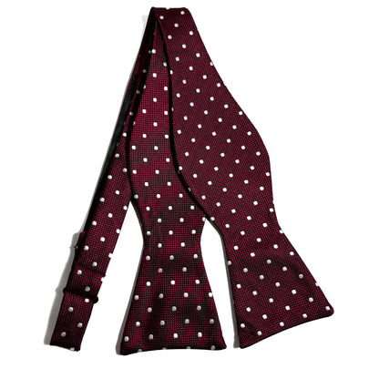 Self-Tie Burgundy Polka Dot Silk Bow Tie