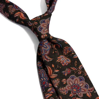 Moss Green Floral Wool Tie