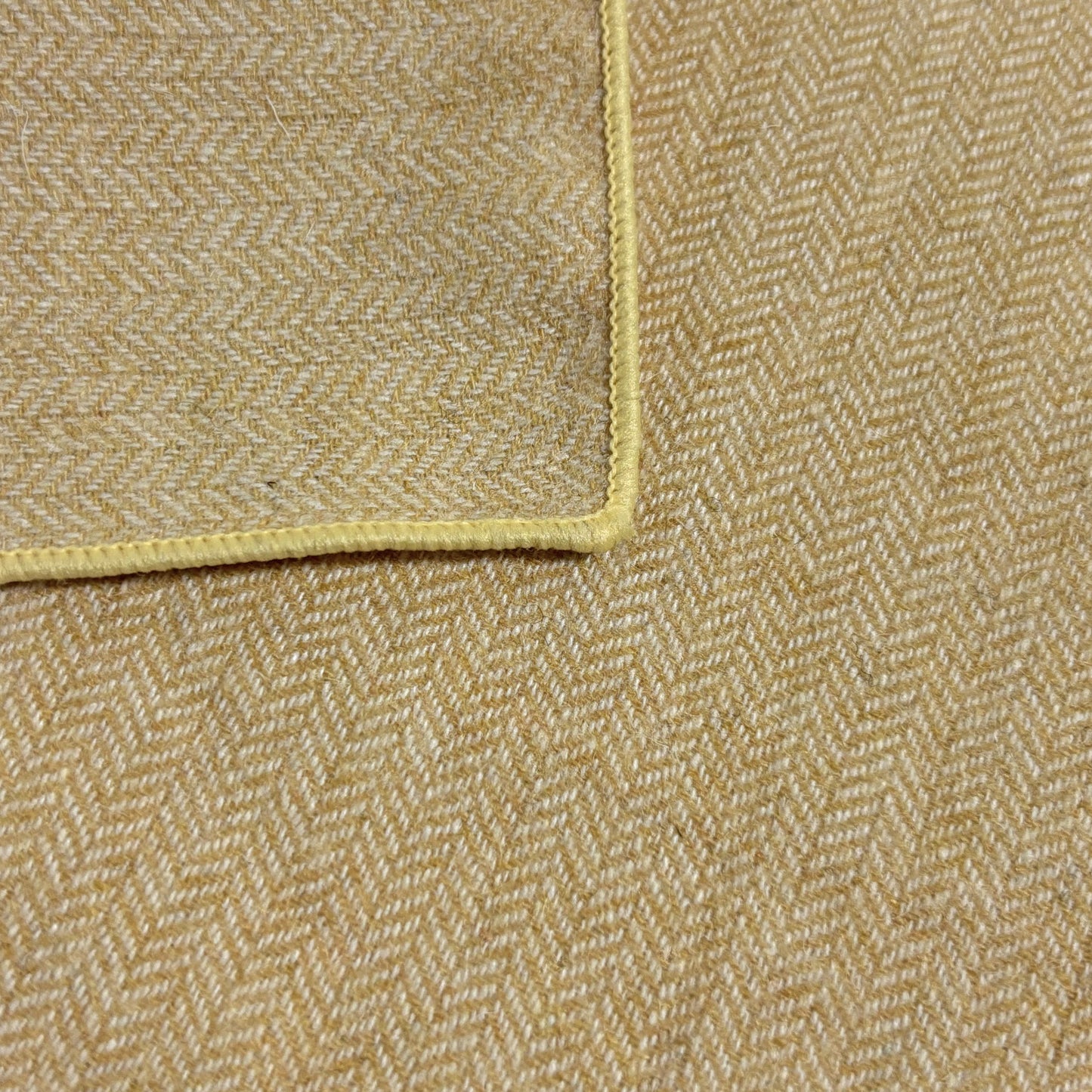 Banana Yellow Herringbone Wool Pocket Square