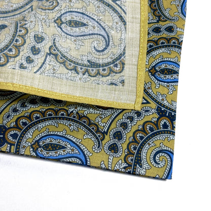 Yellow Paisley Ramie Pocket Square