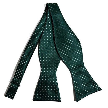 Self-Tie Green Polka Dot Silk Bow Tie