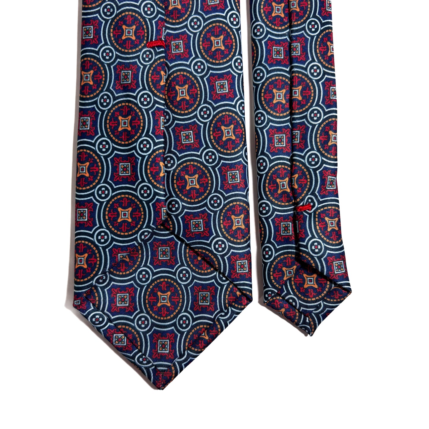 Navy Blue & Red Medallion Printed Tie