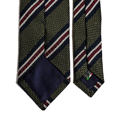 Olive Green Striped Silk Grenadine Tie (Garza Fina) - Handmade in Italy