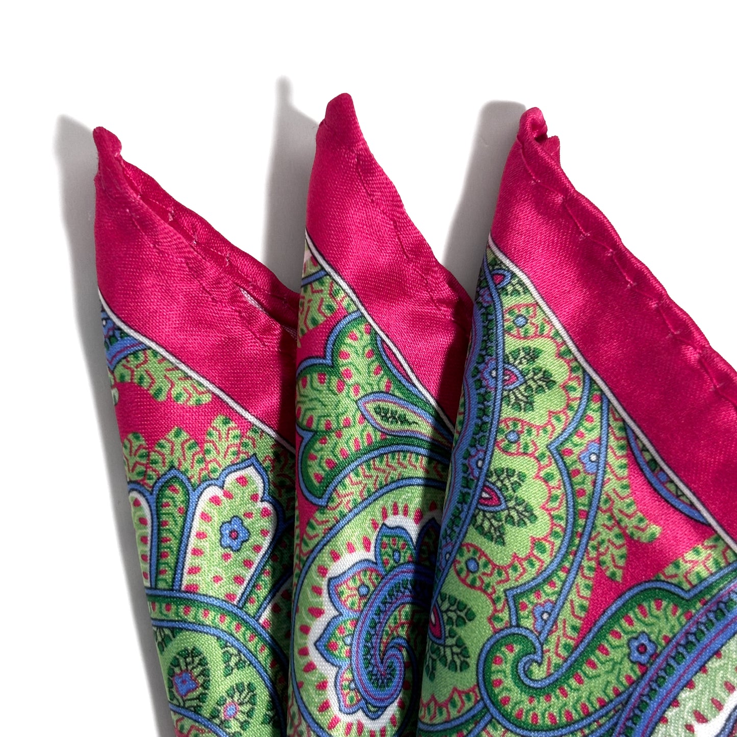 Magenta & Green Paisley Pocket Square