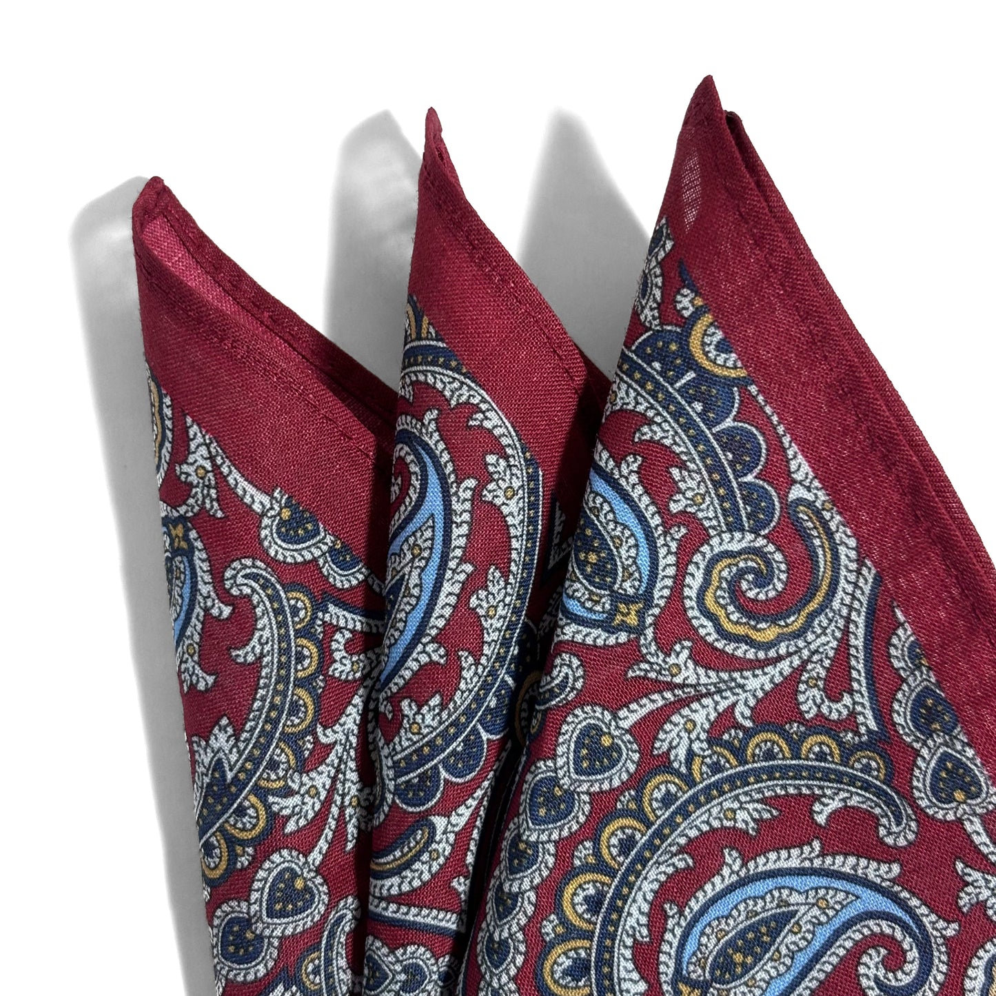 Burgundy Paisley Ramie Pocket Square