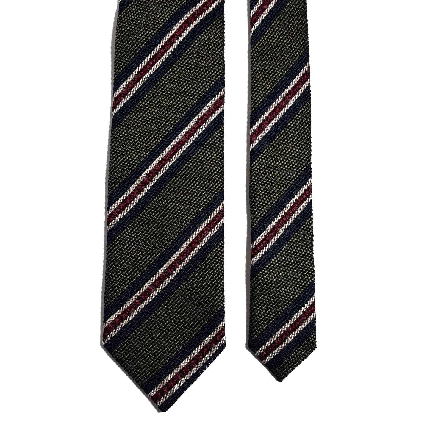 Olive Green Striped Silk Grenadine Tie (Garza Fina) - Handmade in Italy