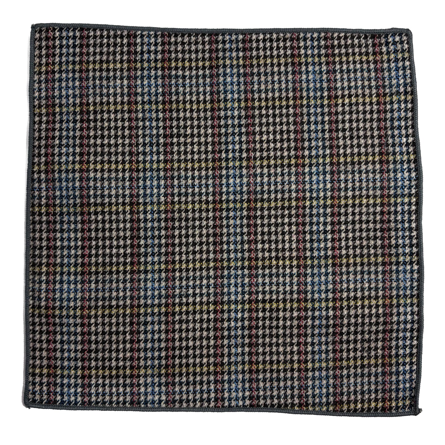 Gray Multicolor Glen Check Wool Pocket Square