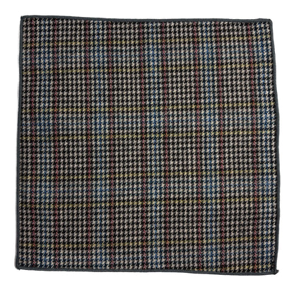 Gray Multicolor Glen Check Wool Pocket Square