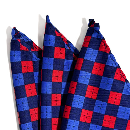 Blue & Red Square Geo Pocket Square