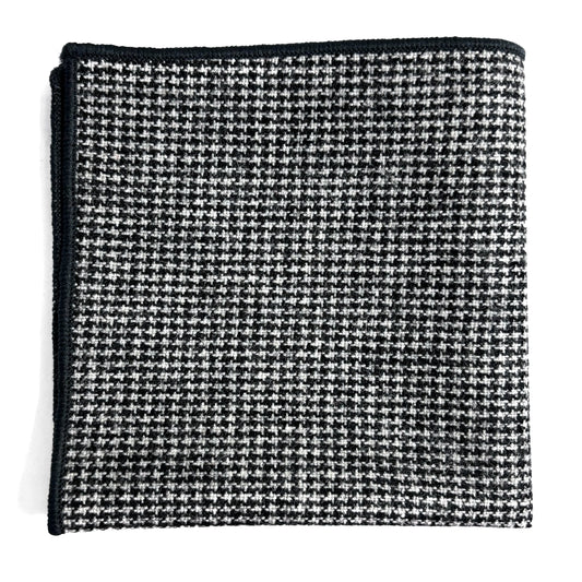 Gray Houndstooth Wool Pocket Square