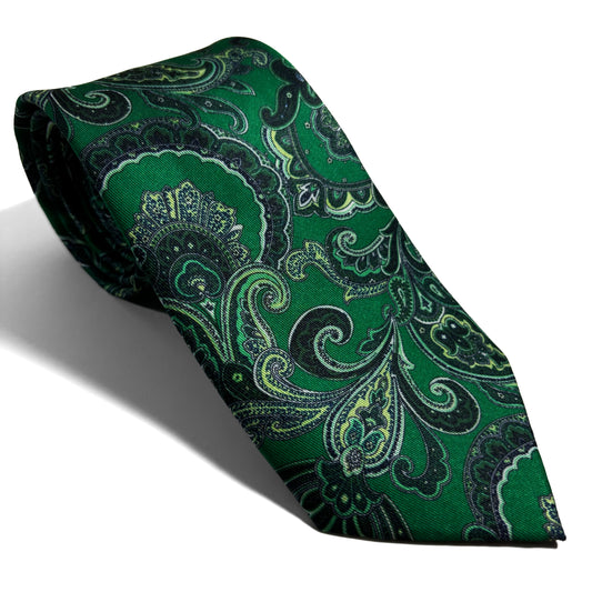 Green Paisley Printed Tie