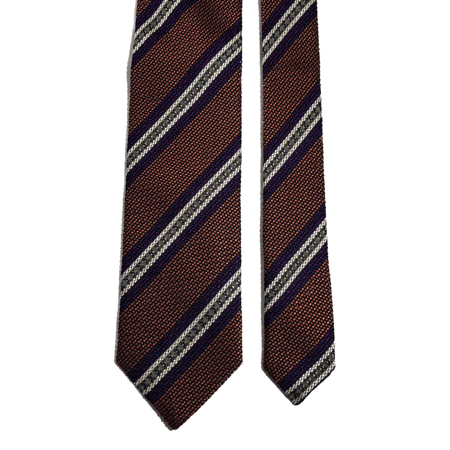 Orange Striped Silk Grenadine Tie (Garza Fina) - Handmade in Italy