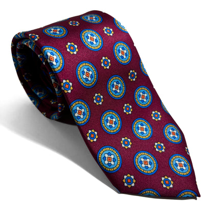 Bordeaux Floral Medallion Printed Tie