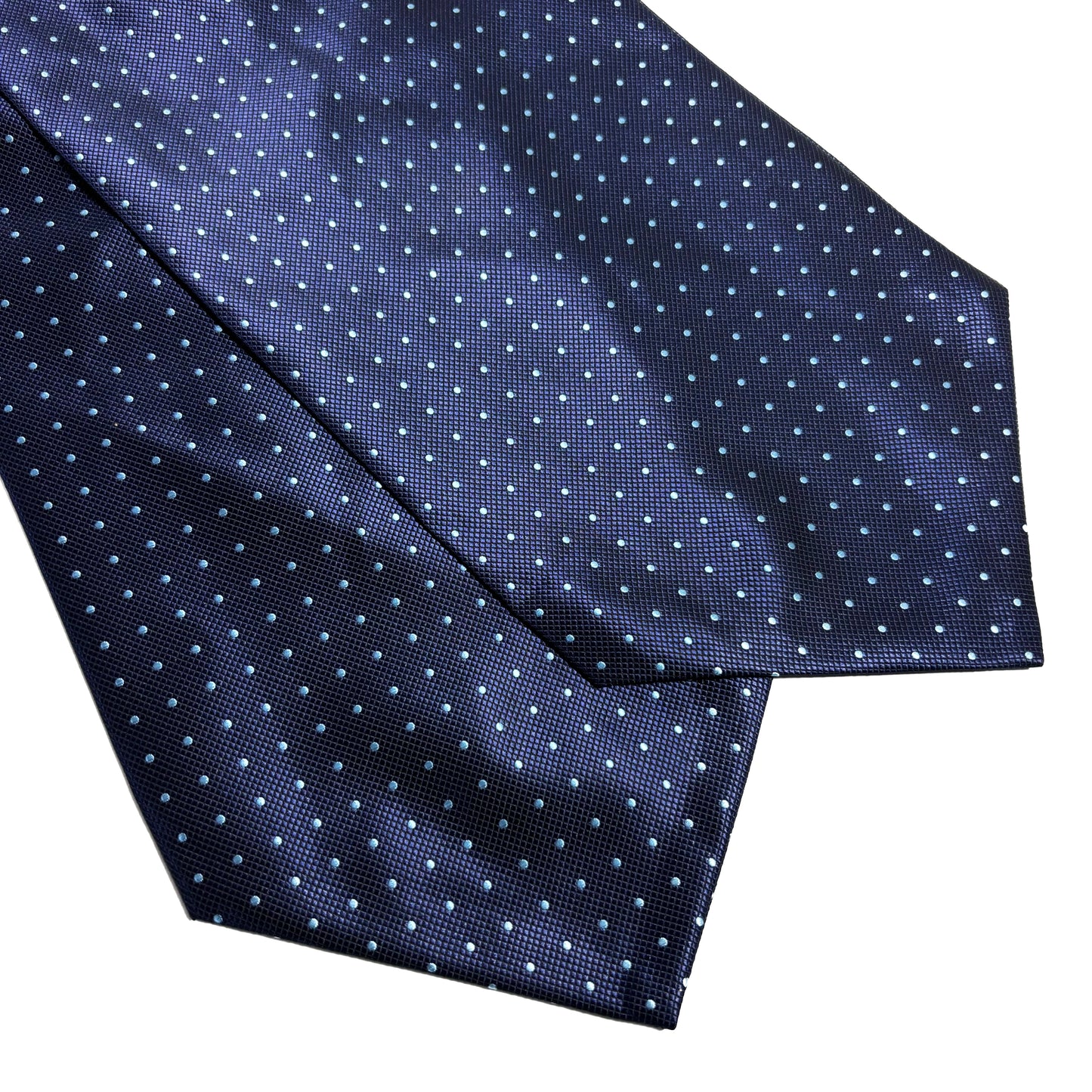 Navy Blue Polka Dot Jacquard Cravat/Ascot