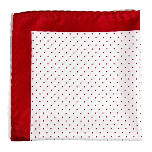 White & Red Polka Dot Pocket Square